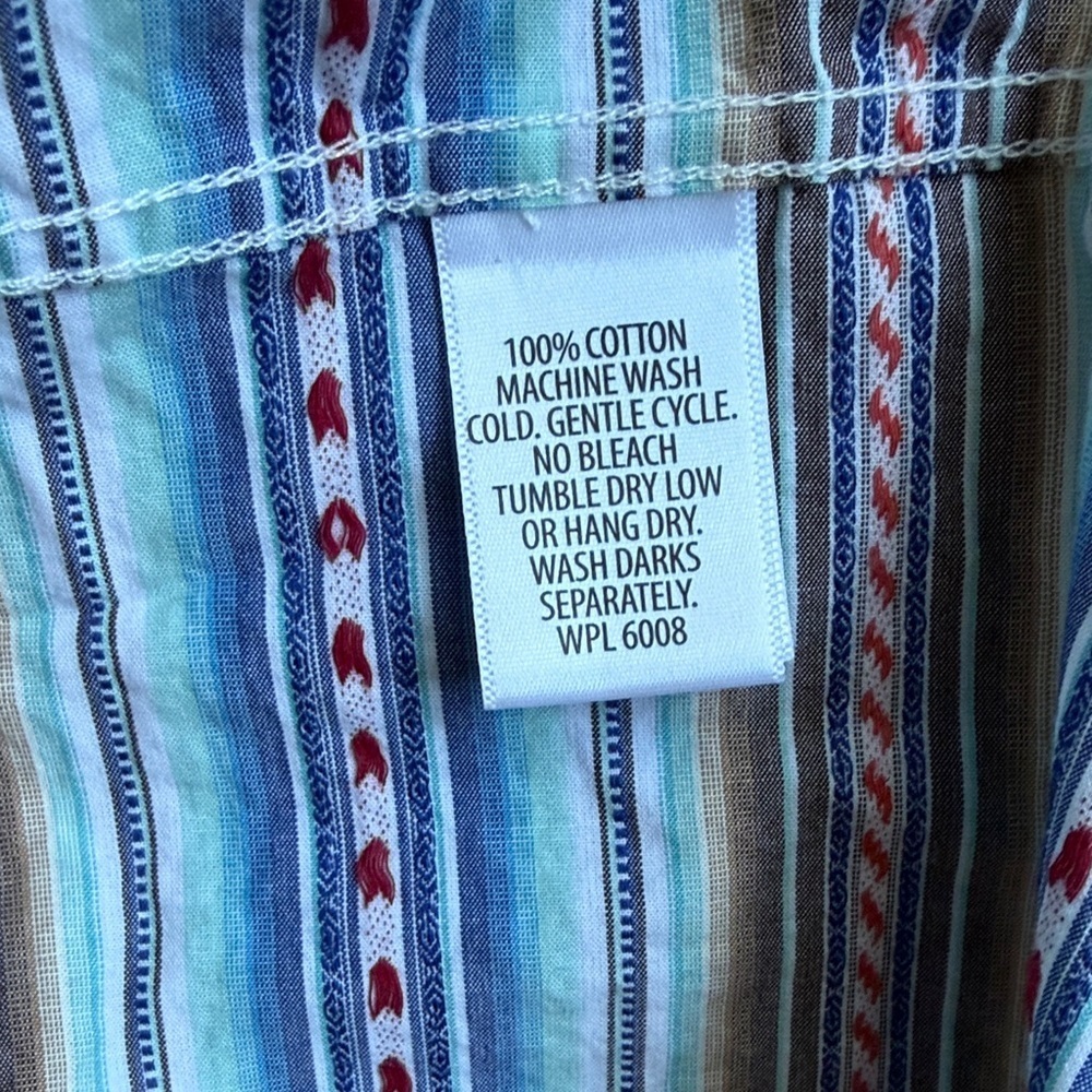 Pendleton Men's Multicolor Striped Button Down Shirt with Pearl snap buttons, M - Picture 6 of 7